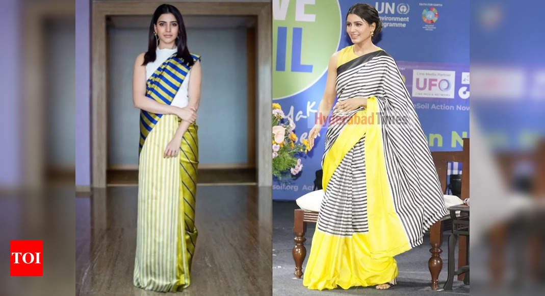 samantha ruth prabhu shares beautiful photo in black and yellow saree | Samantha  Traditional Pics: ब्लैक और येल्लो साड़ी में सामंथा ने लूट ली महफिल, फोटोज  देख फैंस बोले-क्वीन