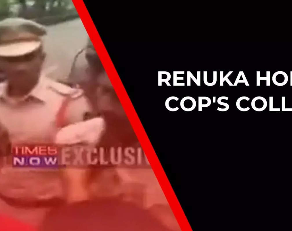 
Congress leader Renuka Chowdhury holds cop's collar
