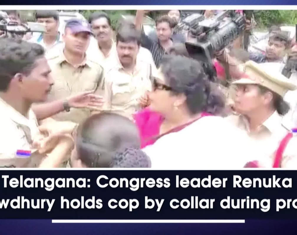 
Telangana: Congress leader Renuka Chowdhury holds cop by collar during protest
