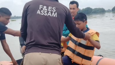 Assam: 24 students rescued from flooded ‘road’ in Majuli