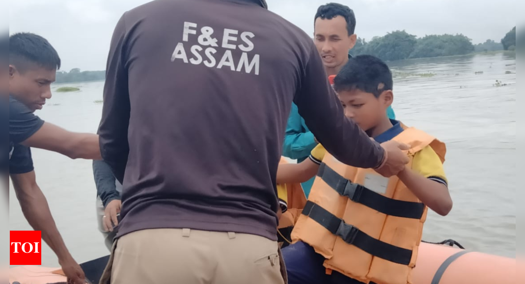 Assam: 24 students rescued from flooded ‘road’ in Majuli | Guwahati News