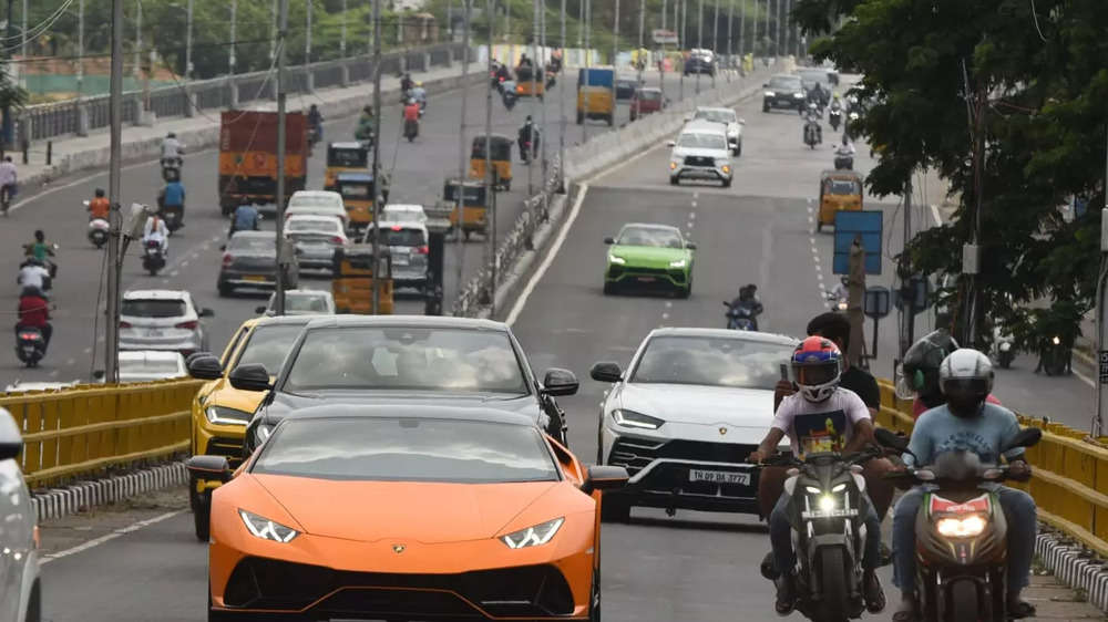 Lamborghinis rumble on Chennai roads