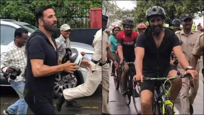 Trolls take a dig at Akshay Kumar after his cycling pics go viral