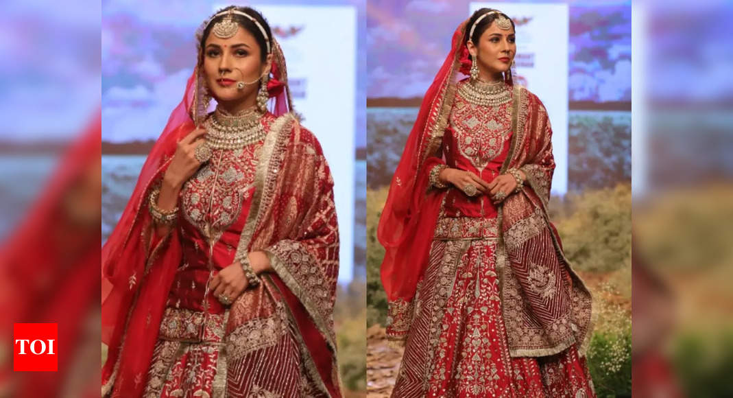 Shehnaaz Gill makes her ramp debut as a bride for Samant Chauhan ...