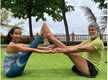 
Milind Soman and Ankita Konwar attempt Yoga Asana together
