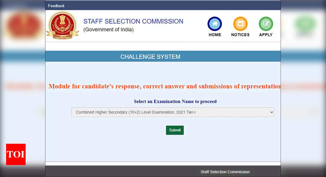 SSC CHSL Answer Key 2021 for Tier-I released, raise objections till June 27 on ssc.nic.in – Times of India