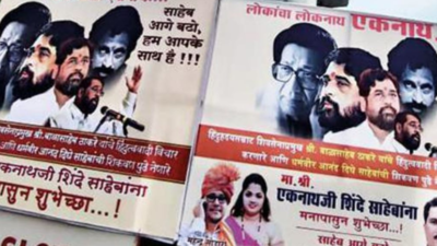 MVA crisis: Posters on Eknath Shinde, but sans Uddhav Thackeray photo, plaster Thane