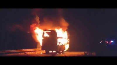 Kanpur: Private AC sleeper bus gutted in fire, all 120 passengers safe