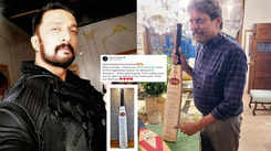 Kiccha Sudeep feels 'on top of the world' as he receives iconic 83 World Cup bat from cricket legend Kapil Dev