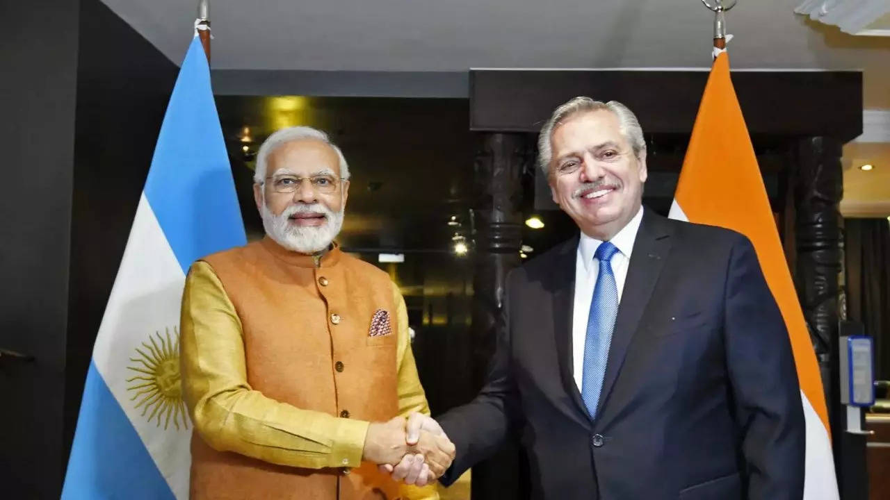 In first meet with Argentina President, PM Modi discusses food security,  ways to boost ties | India News - Times of India