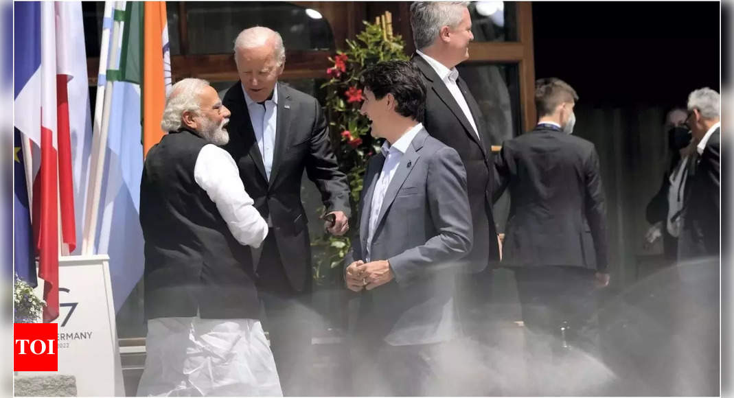 PM Modi meets Joe Biden, Emmanuel Macron and Justin Trudeau at G7 Summit | India News – Times of India