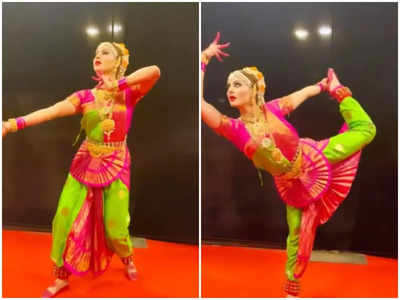 Urvashi Rautela’s Bharatanatyam performance on stage for 'Mere Dholna' song