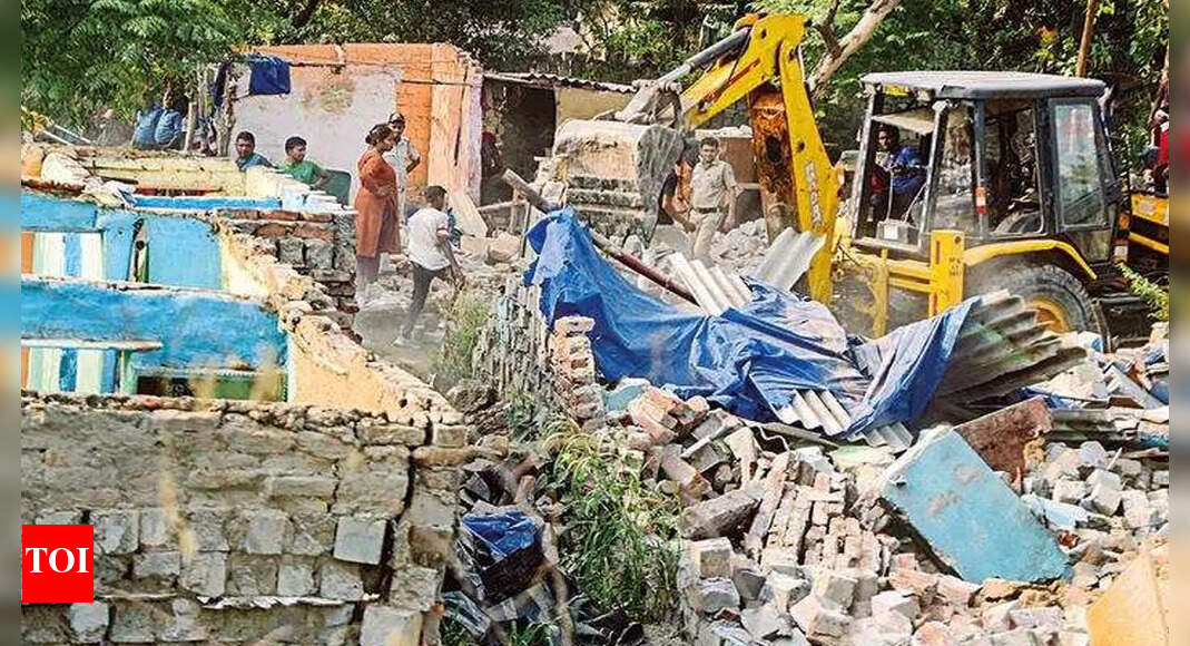 Delhi Development Authority bulldozers roll in, demolish shanties near