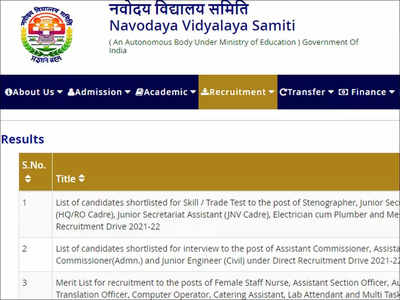NVS Result 2022 for Steno, Jr Assistant & other posts released, download PDF here