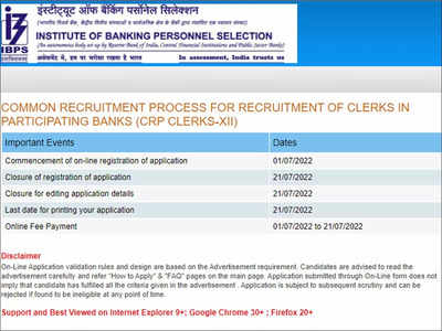 IBPS Clerk Recruitment 2022: Application registration begins, apply here