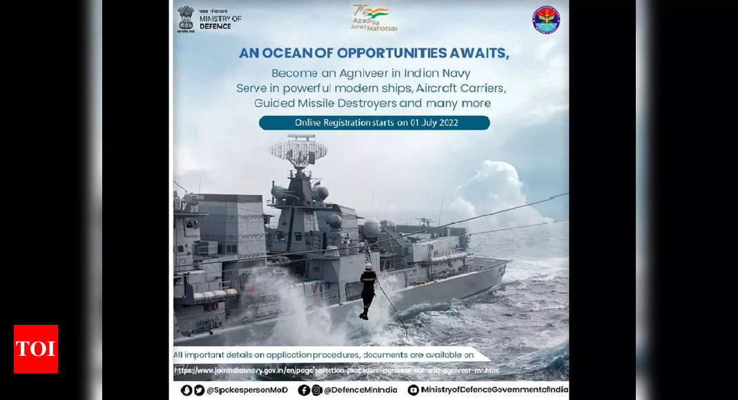 Agnipath Recruitment 2022: Registration begins for Indian Navy Agniveers @joinindiannavy.gov.in – Times of India