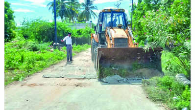 Illegal speed breakers put up by residents demolished