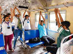 Yoga in train: Mumbai local commuters perform asanas while travelling