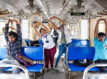 Yoga in train: Mumbai local commuters perform asanas while travelling