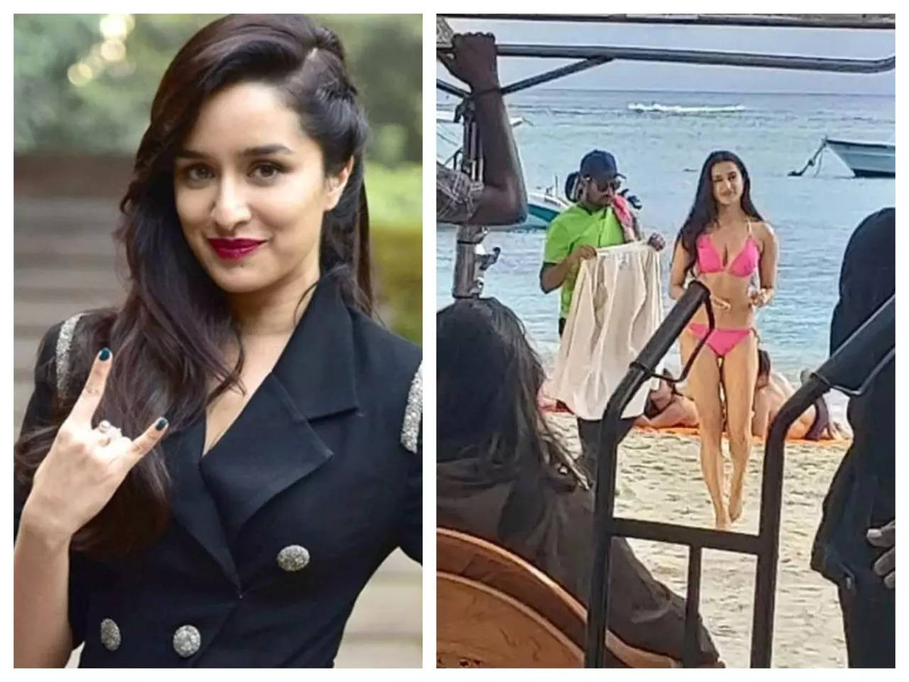 A leaked photo of Shraddha Kapoor in a pink bikini from the sets ...