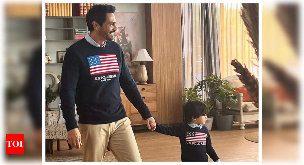‘Dhaakad’ actor Arjun Rampal twins with son Arik in matching outfits; his female friend Gabriella Demetriades reacts – See picture | Hindi Film Information