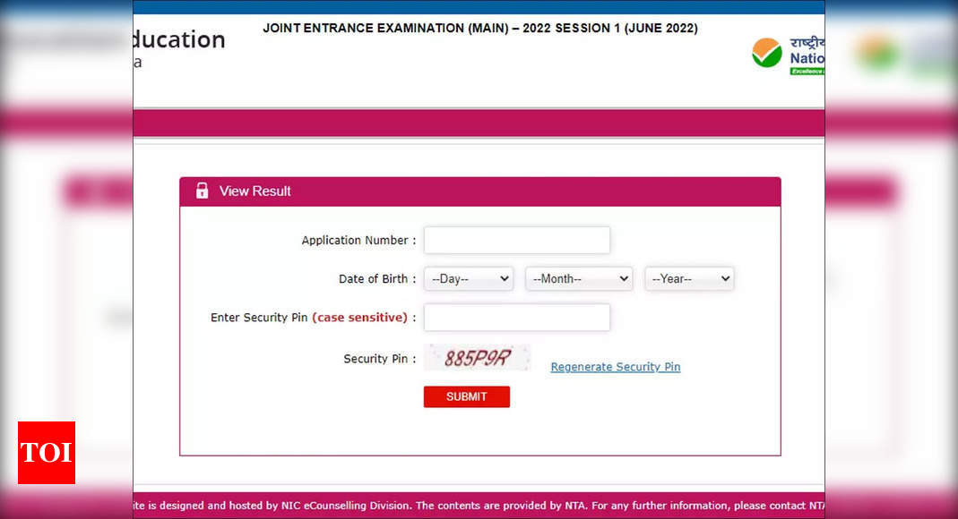 JEE Main 2022 Session 1 Result announced at jeemain.nta.nic.in, download here – Times of India