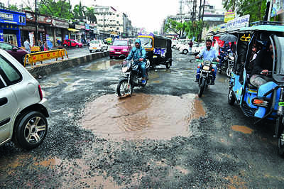 Potholes Reappear On Rain Battered Roads | Bhopal News - Times of India