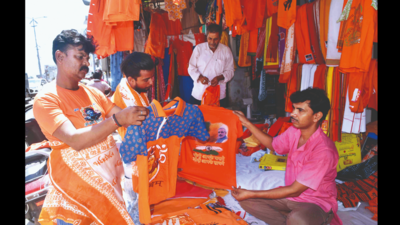 Prayagraj: Saffron T-shirts with images of Prime Minister Narendra Modi, chief minister Adityanath Yogi in high demand