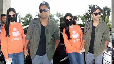 Vicky Kaushal and Katrina Kaif jet off for Kat's birthday celebration; Spotted at airport