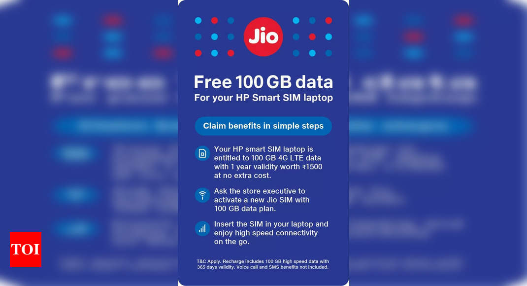 Reliance Jio announces Jio ‘HP Smart SIM Laptop’ offer: What buyers get free, eligibility and more – Times of India