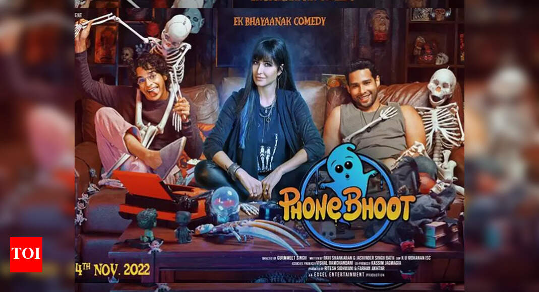 Katrina Kaif, Ishaan Khatter and Siddhant Chaturvedi drop new ‘Phone Bhoot’ poster as they anounce November 7 release date – Times of India