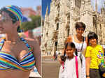 Bikini-clad Mandira Bedi chills in the pool, enjoys vacation with kids in Spain