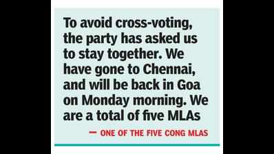 Congress moves 5 MLAs to Chennai to avoid defection