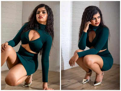 Prachi Singh shows perfect curves in cut-out bodycon dress | Bhojpuri