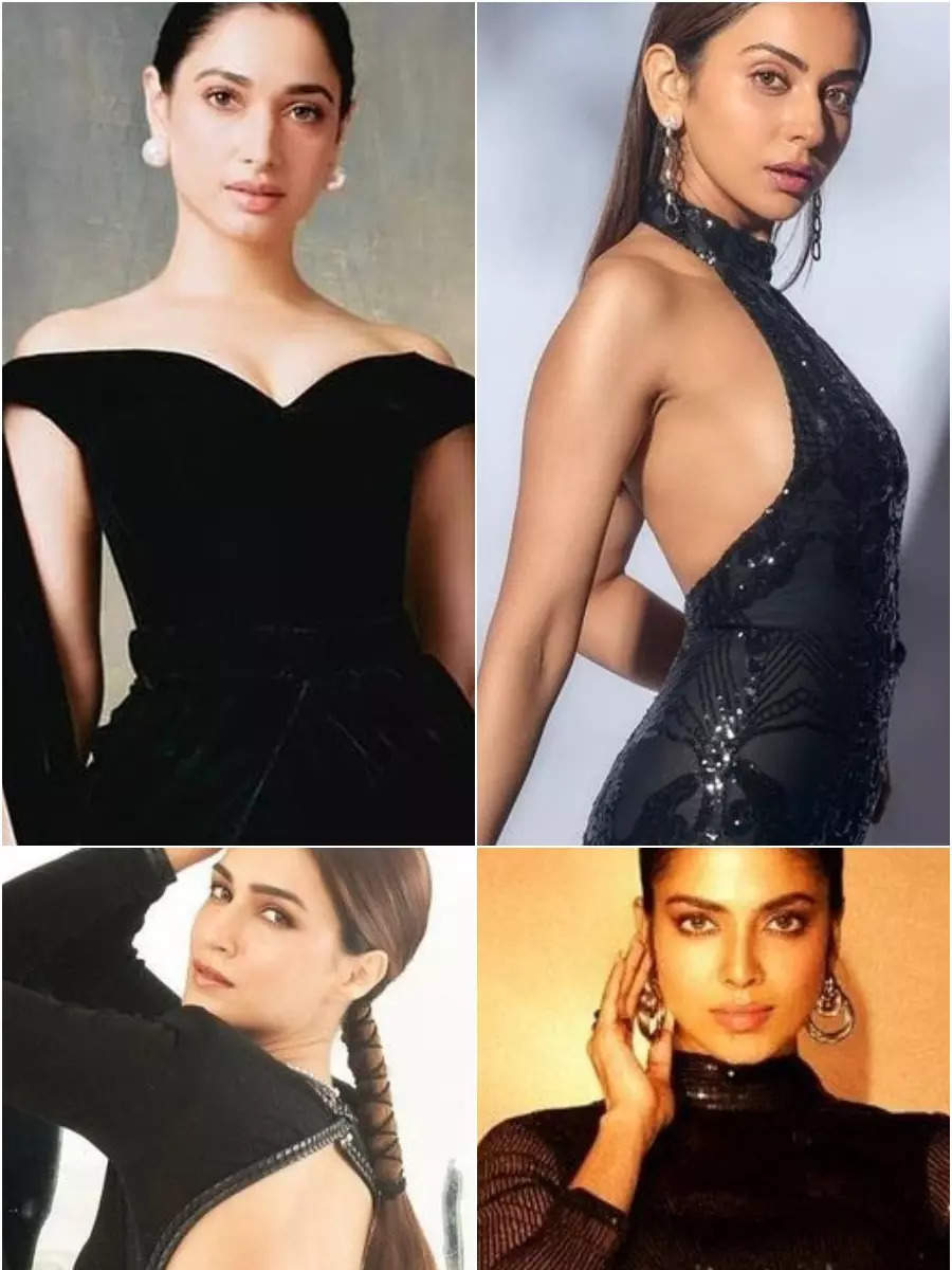 Tollywood divas set the internet on fire in black dresses