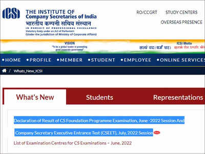 ICSI CS Foundation and CSEET results 2022 for June/July sessions today at icsi.edu