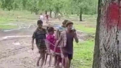 Telangana: Pregnant tribal woman carried on makeshift stretcher to be shifted to hospital in flood-hit Bhadradri Kothagudem