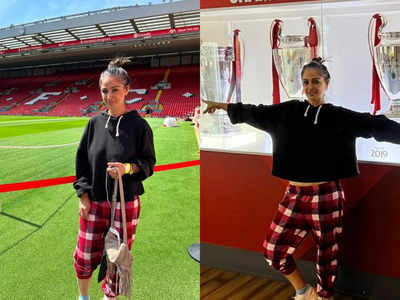 Simran visits Liverpool FC’s home ground during England trip