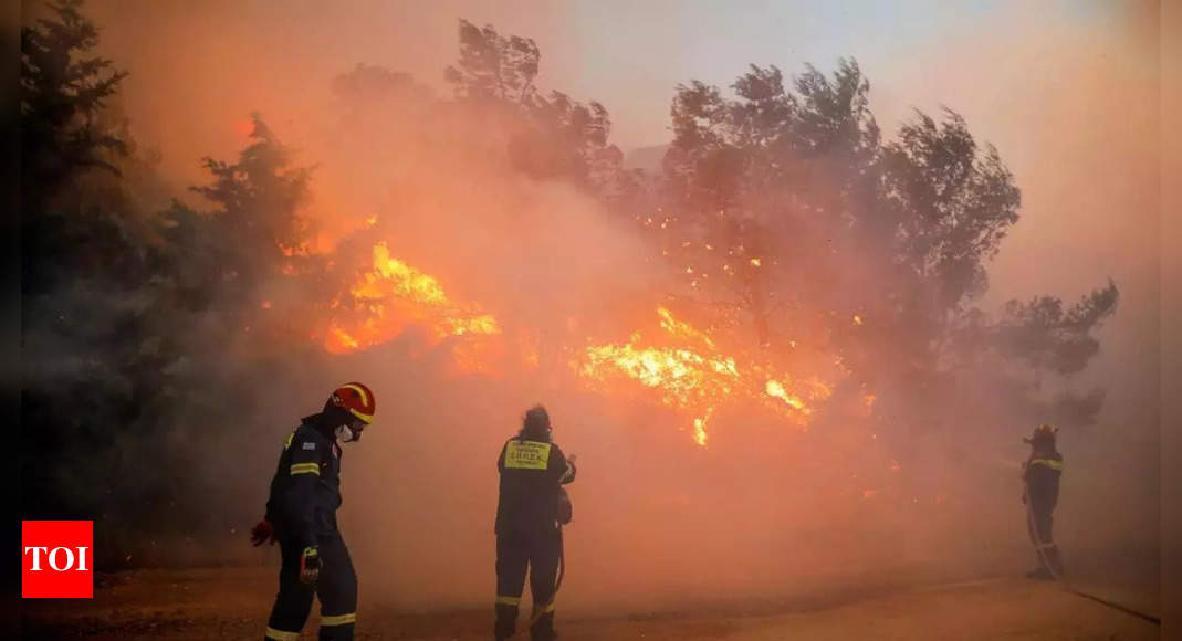 Firefighters battle wildfire in Athens suburbs – Times of India
