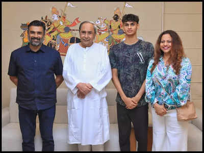 R Madhavan and wife meet Odisha CM Naveen Patnaik after son Vedaant breaks national junior swimming record