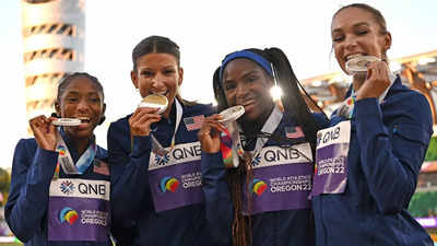 World Athletics Championships: USA win women's 4x100m relay gold