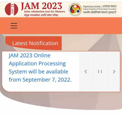IIT JAM 2023 notification released, Registration to begin from September 7 at jam.iitg.ac.in