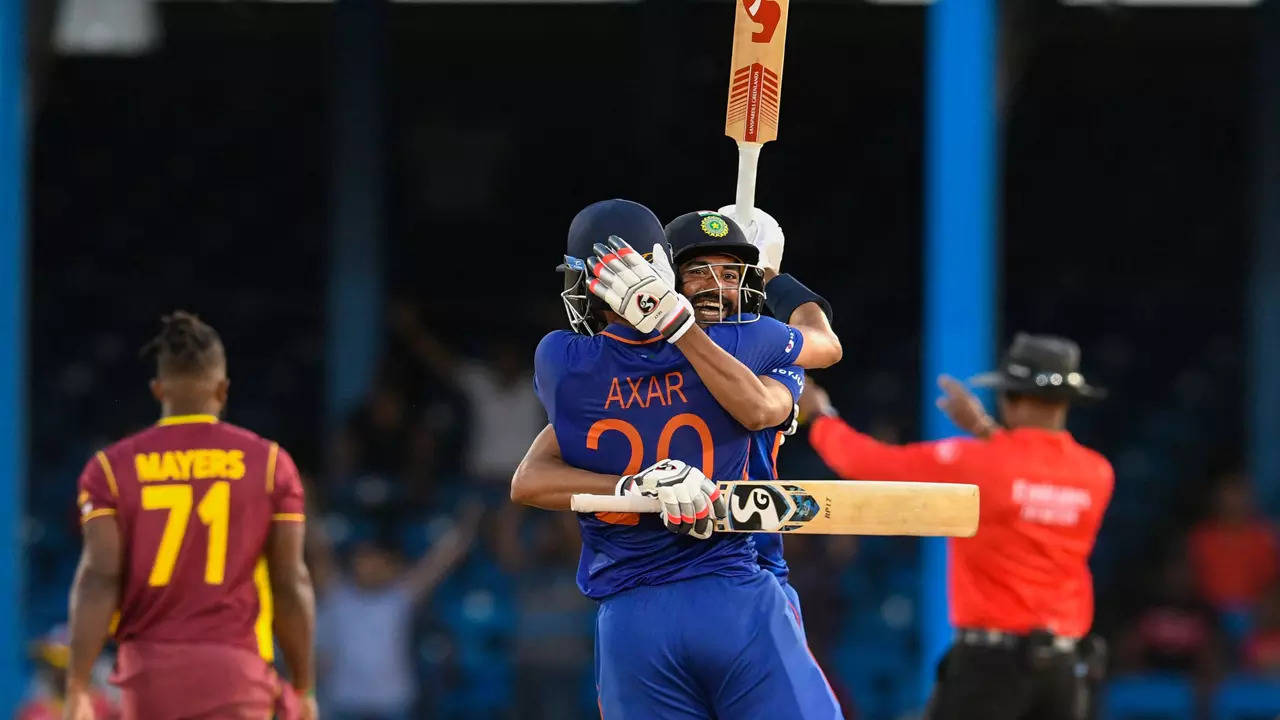 India vs West Indies, 2nd ODI: Axar Patel fires India to series-clinching  win over West Indies | Cricket News - Times of India