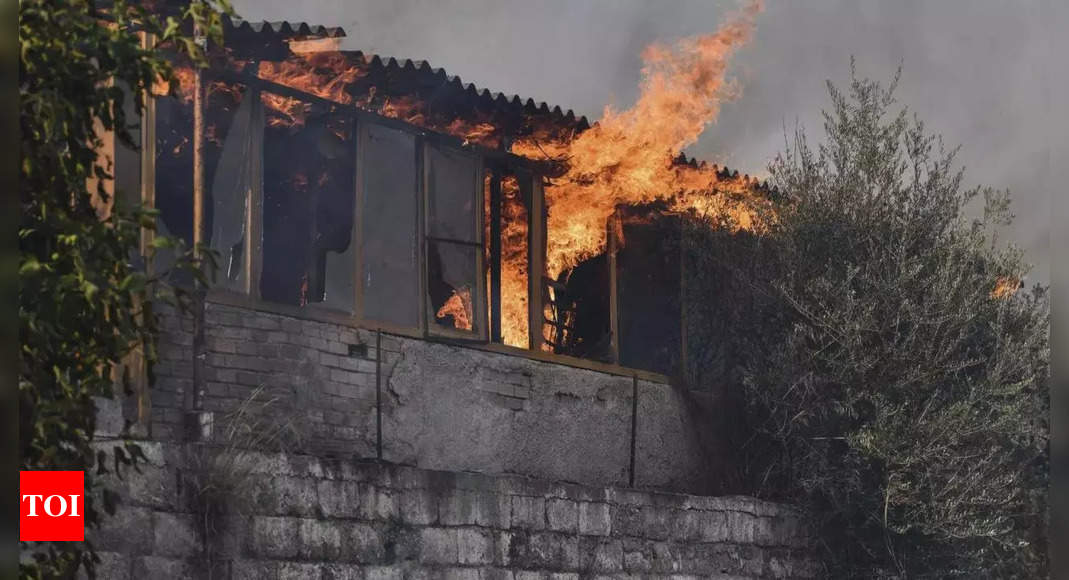 Firebreaks halt blaze on Greek island, homes saved – Times of India