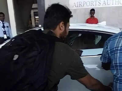 Spotted! Suriya at the Chennai airport as he returns from the US