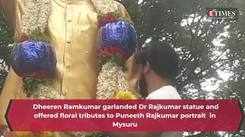 Dheeren Ramkumar garlanded Dr Rajkumar statue in Mysuru