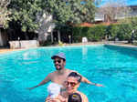 Lovely pictures of Neha Dhupia chilling with her little son in a pool will surely make your day