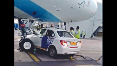 Delhi: How ground vehicle ended up under nose of parked aircraft