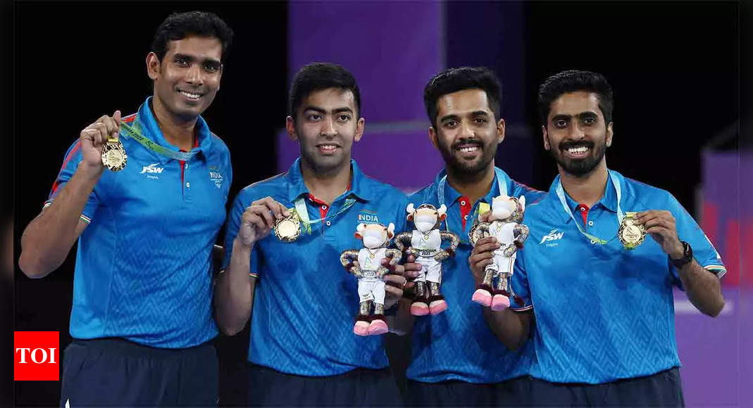 CWG 2022: Sathiyan, Harmeet star as India down Singapore 3-1, retain men’s team TT title | Commonwealth Games 2022 News – Times of India
