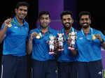 CWG 2022: Indian men's table tennis defeats Singapore to win gold, see pictures from Birmingham